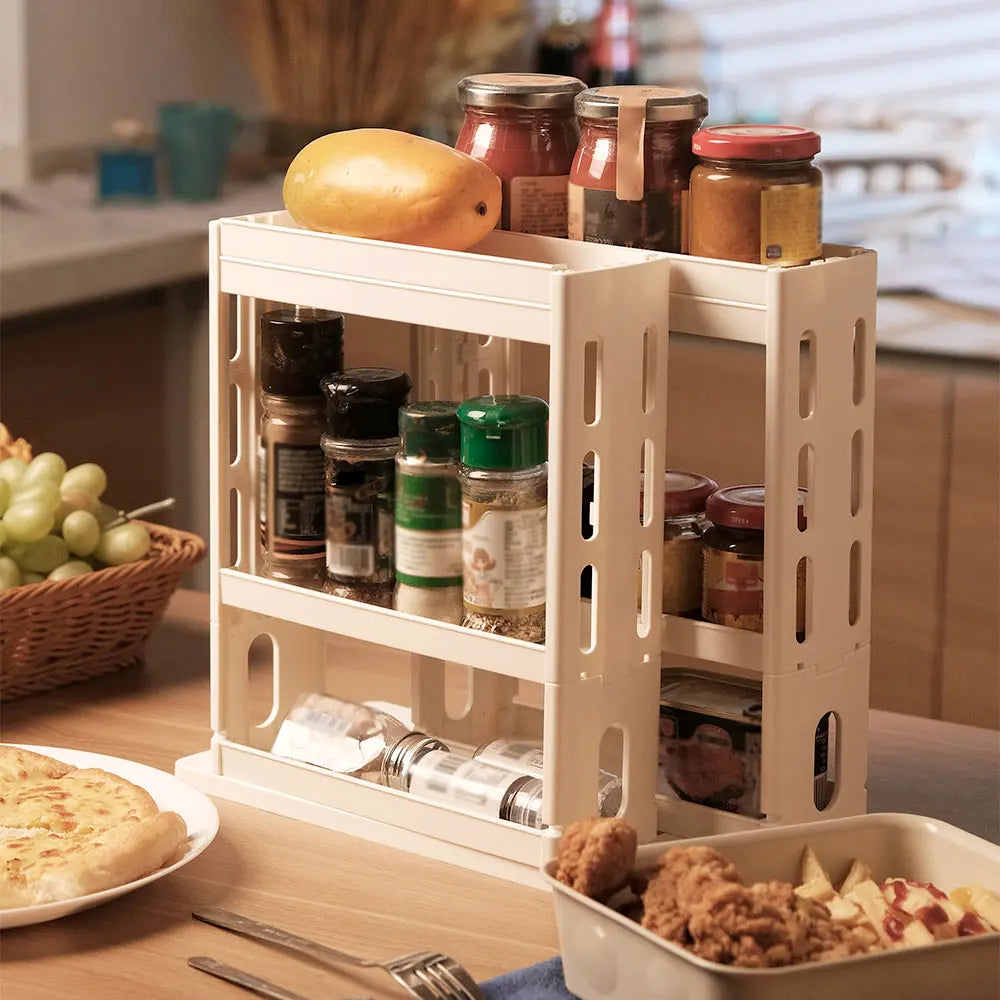 Spice Storage Rack,90 Degree Swivel Item Storage Rack, Countertop 3 Tier Storage Rack,Small Storage And Organizer Rack ﻿