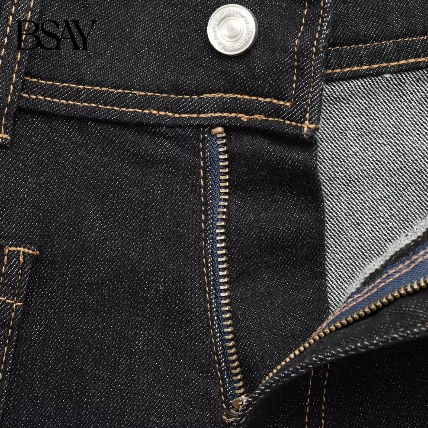 BSAY Jeans for Women Fashion Autumn Winter New Solid Color Pocket Loose Retro High Waist Wide Leg Pants Chic Female Trousers