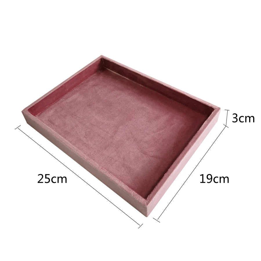 Pink Velvet Jewelry Organizer Trays Earrings Rings Holder Stud Ear Watch Bangle Storage Tray Jewelry Counter Jewelry Display