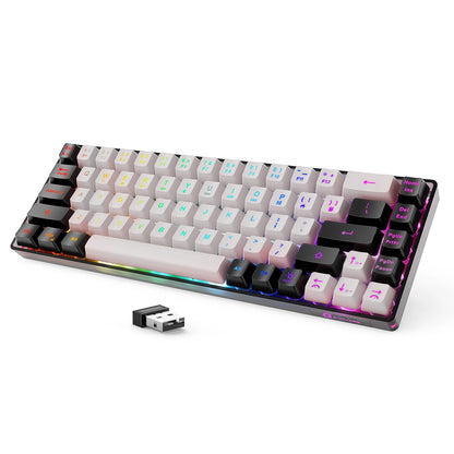 GEODMAER Wireless Gaming Keyboard Rechargeable Backlit Gaming Keyboard 68 Keys Membrane Keyboard for PC English/Spanish Layout