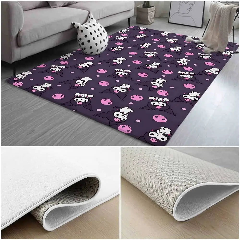 Cute Cartoon-K-Kuromi-S Kawaii Floor Mat Bathroom Absorbent Mat Simple Door Dirt-resistant Mat Home Kitchen Mat Foot Mat Entry