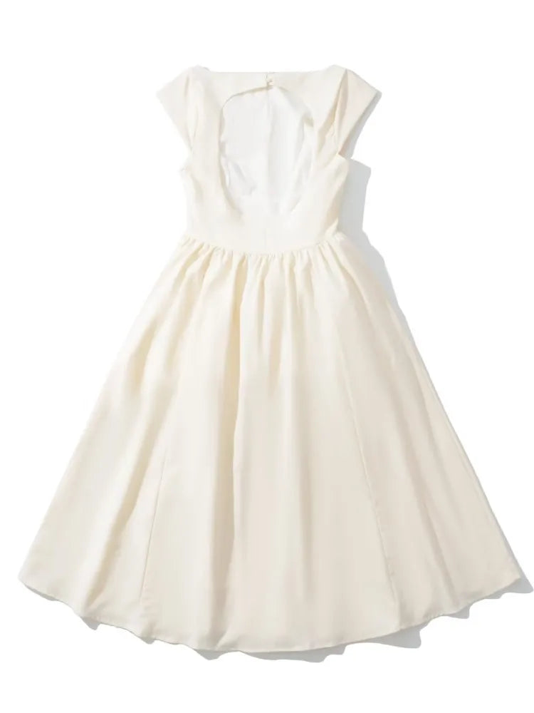 ONEBLING Elegant Women Party Dress 2025 Summer Sleeveless Backless Slim Midi Long Dress A Line Folds Swing Prom Dress Y2K