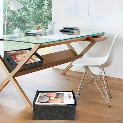 Felt Storage Boxes with Handles - Organizer Baskets for Kitchen, Bedroom, Desk, or Office - Shelf Baskets|Durable Fabric Baskets