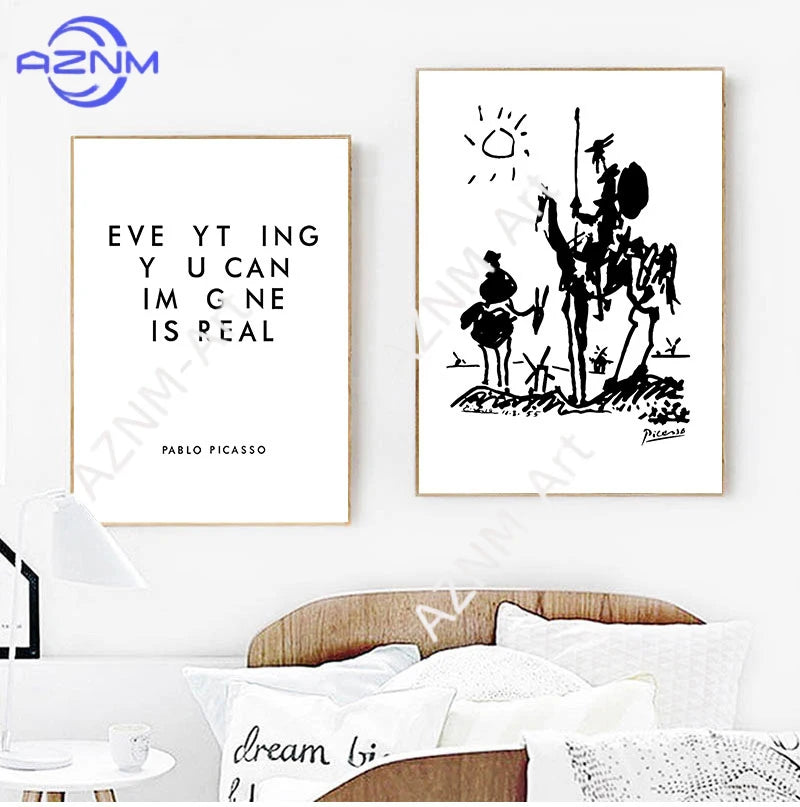 Everyhing you can image is real Pablo Picasso Art Paintings Canvas Print , Don Quixote Poster Painting Wall Picture Home Decor