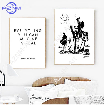 Everyhing you can image is real Pablo Picasso Art Paintings Canvas Print , Don Quixote Poster Painting Wall Picture Home Decor