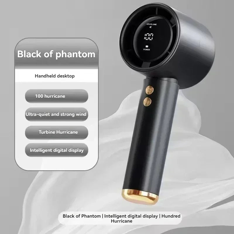Portable Mini Handheld Fan Type C Rechargeable Digital Display Fan High-Speed Electric Cooling Fan Desktop Outdoor Small Fans