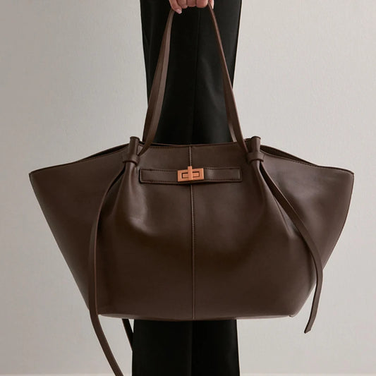 Fashion Large Capacity Trapeze Bag Designer Chic Lock Women Shoulder Bags Luxury Pu Leather Handbags Trend Underarm Bag 2025