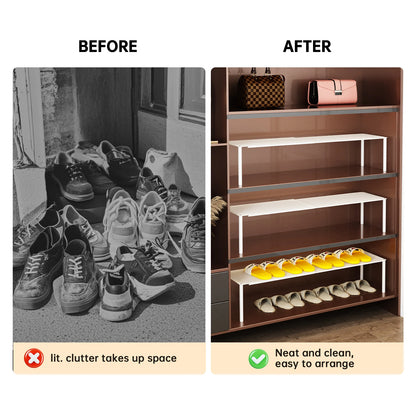 Shoe Cabinet Storage Solution, Space-Saving Shoe Rack, Shoe Organizer, Adjustable and Extendable Double-Layer Partition for Shoes Inside the Cabinet