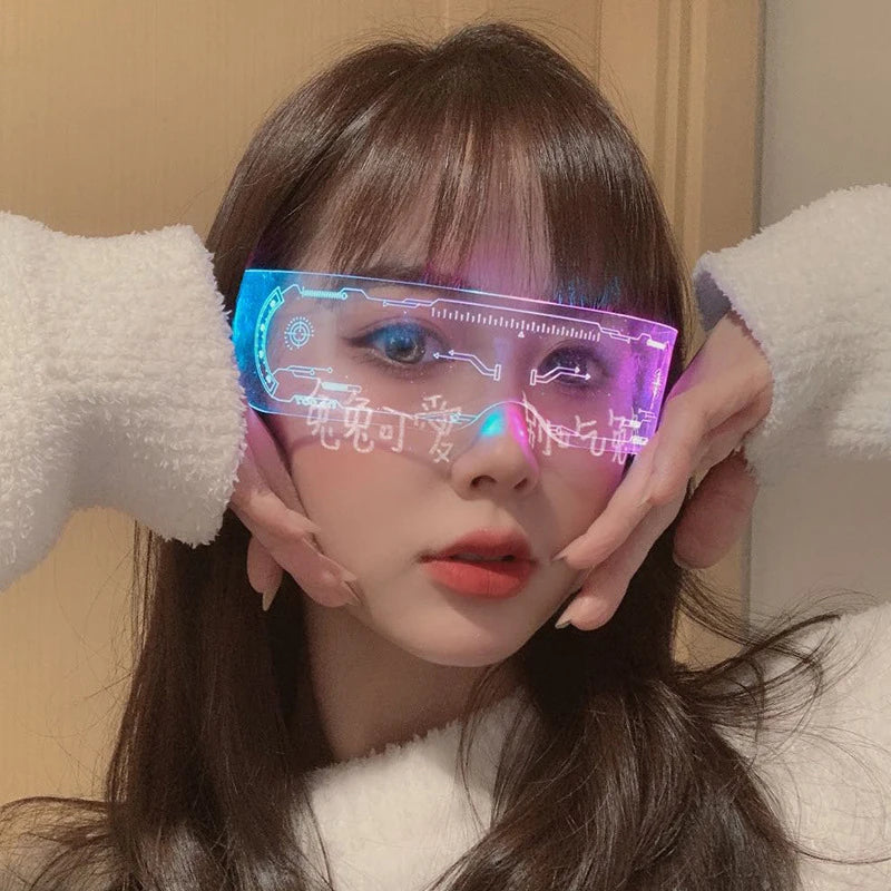 LED Luminous Colorful Sunglasses Modern Punk Goggle Men Women Halloween Christmas Glowing Decorative Glasses Cosplay Party Prop