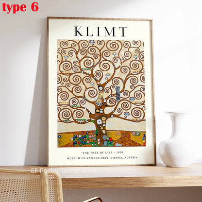 Floral Scenery Poster Exhibition Garden Aesthetic Prints Klimt Artwork Room Home Club Hallway Gallery Cafe Decor Wall Painting