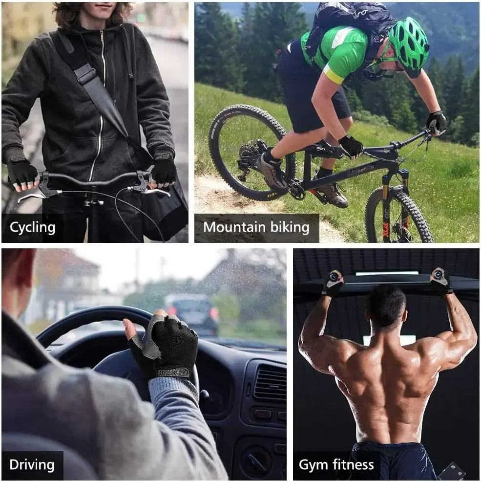 Gym Gloves Fingerless Gloves Anti-Slip Shock-Absorbing Breathable Gloves Sports Gloves for Training Lifting Weight Cycling