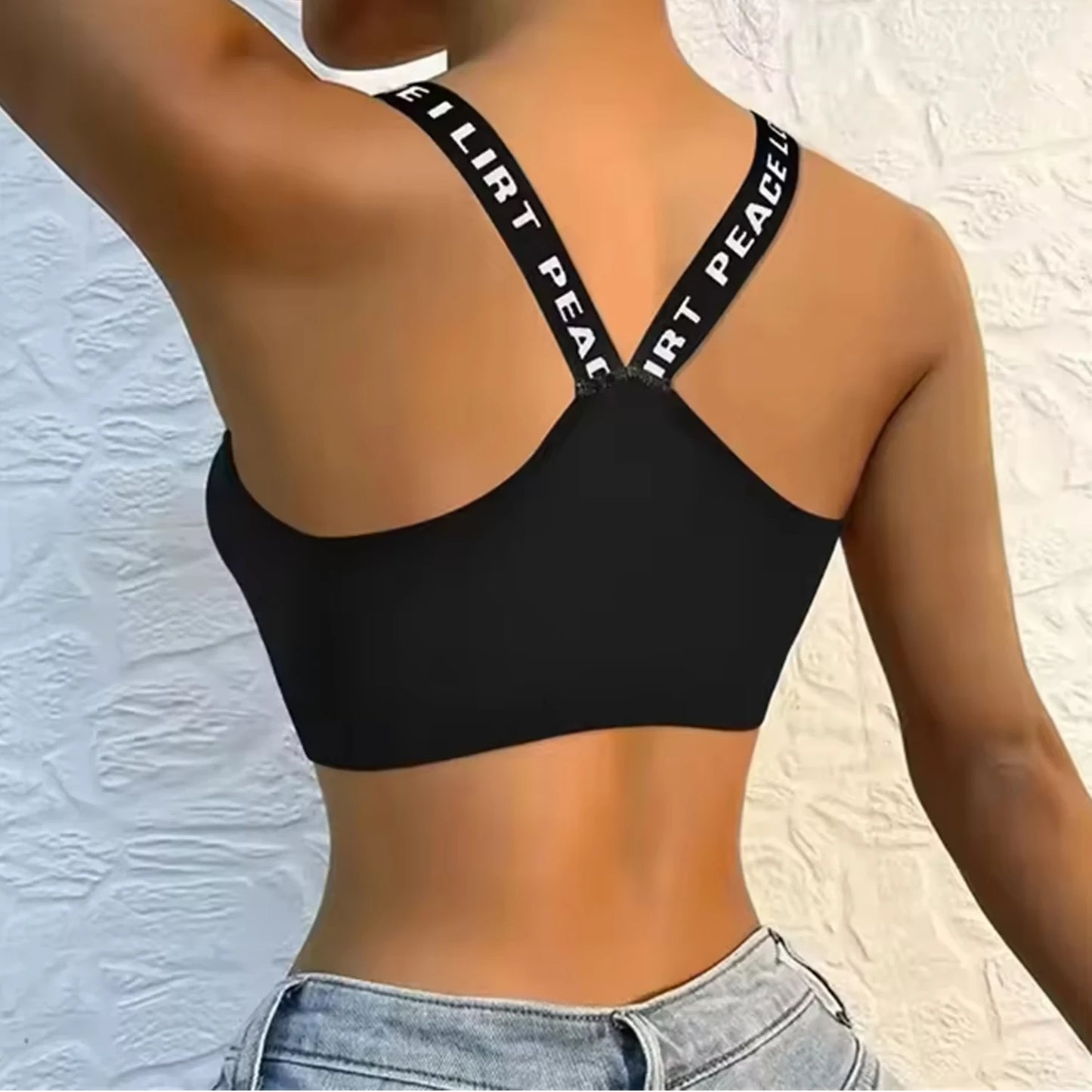 Sports underwear Women Yoga Fitness Seamless Crop Top Wide Letter Straps Comfortable Workout Activewear