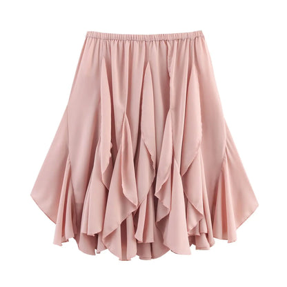Ele High Waist Asymmetric Layered Decorative Skirt for Women Polyester Fiber Ci Commuting Sle Spring Season China Made
