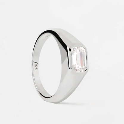 DPLAOPA 925 Sterling Silver Gold Thick Band Big CZ Zircon Size Ring Women Luxury Fine Jewelry 2023 Fine Jewelry Crystal