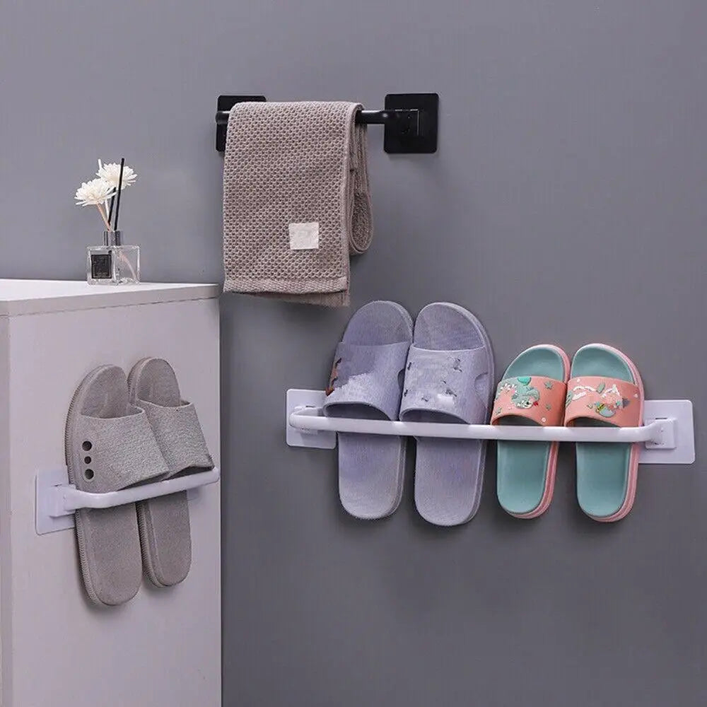 Kitchen Bathroom Wall Bath Towel Holder Rail Rack Self Adhesive Towel Rod Bar Portable Useful Household Gadget