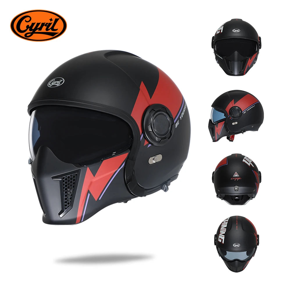 Helmets For Motorcycles Safety DOT ECE Certified 3/4 Open Face Helmets Motorcycle Modular Full Men Women Motorcycle Helmet Cyril