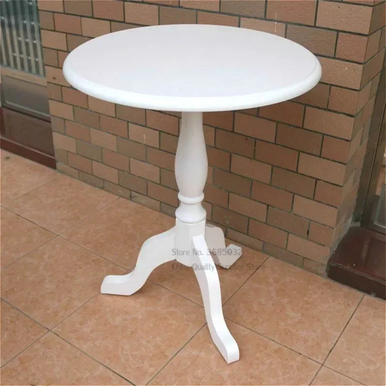 Solid Wood Small round Coffee Table Euro Style Sofa Side Corner Table with Metal Tissue Holder Simple Design American Furniture