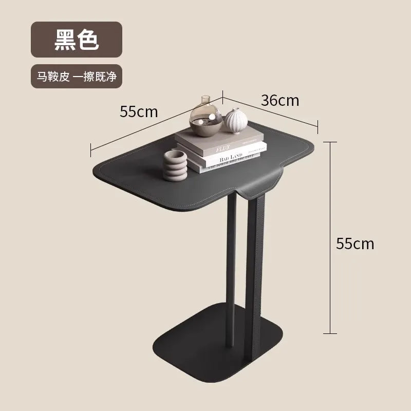 Italian Minimalist Saddle Leather Side Table Sofa Bedside Corner Table Luxury Home Living Room Coffee Table High End Furniture