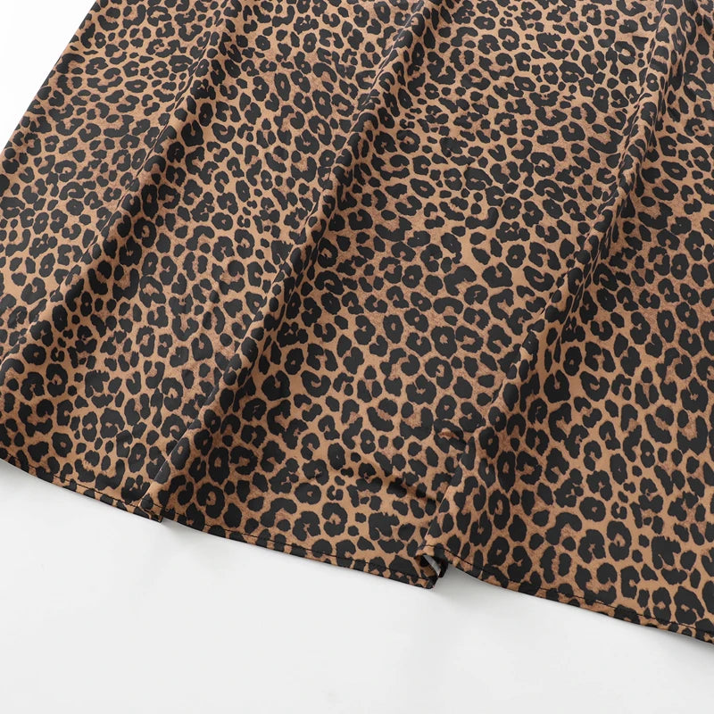 HXAO Women's Skirts Vintage Animal Print Skirt Woman Autumn High Waist Long Skirts For Women Retro Elegant Female Leopard Skirt