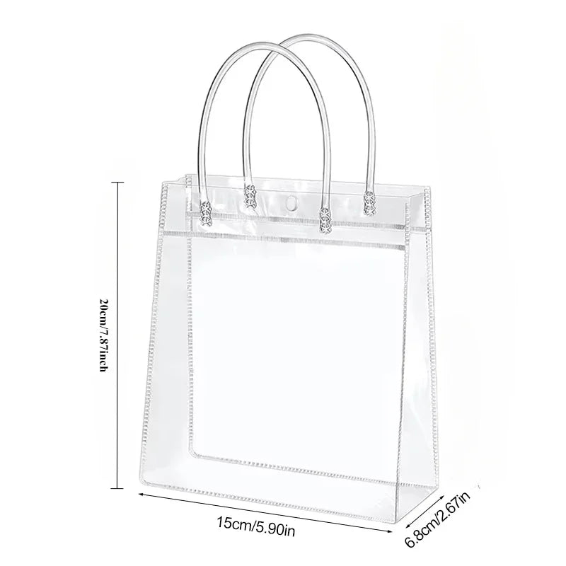 10/20Pcs Transparent Gift Bag with Handle Wedding Birthday Party Candy Gift Packaging Reusable Tote Bag Christmas Baby Shower