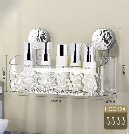 Shower Caddy Suction Cup Storage Rack Clear Acrylic Shower Shelves Glacier Water Ripples Corner Shelf For Bathroom Accessories