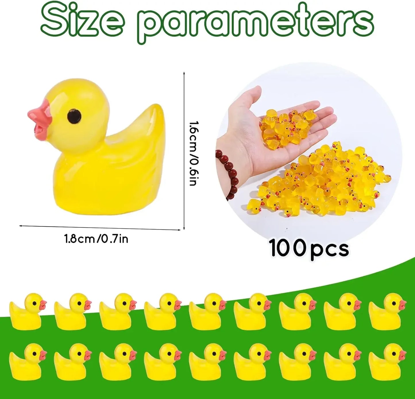 50/100 Pcs Luminous Mini Duck Tiny Resin Duck Little Duck Figurines Bulk for Dollhouse Ornament Micro Garden DIY Crafts Decor
