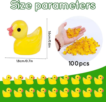 50/100 Pcs Luminous Mini Duck Tiny Resin Duck Little Duck Figurines Bulk for Dollhouse Ornament Micro Garden DIY Crafts Decor