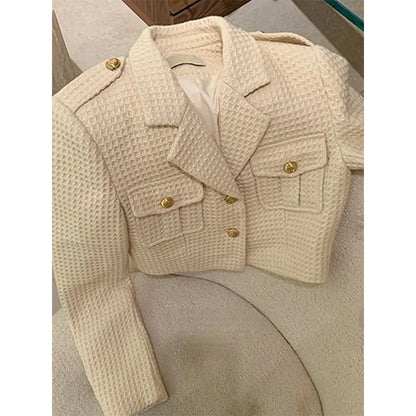 MEXZT Cropped Jackets Women Elegant Basic Blazer Coats Office Lady Korean Autumn Long Sleeve Slim Simple All Match Outwear New