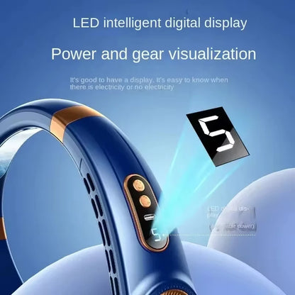 Lenovo Neck Fan 5 Speed Rechargeable Portable Digital Display 4000mAh Bladeless Electric Fan Hands Free Wearable Air Conditioner