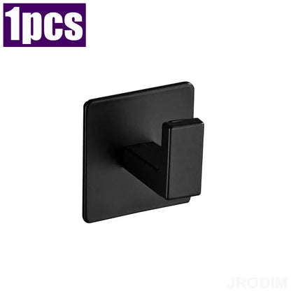 4/1pcs Bathroom Adhesive Wall Black Robe Hooks Towel Hook Coat Holder Keys Clothes Hanger Bathroom Kitchen Hardware Accessories