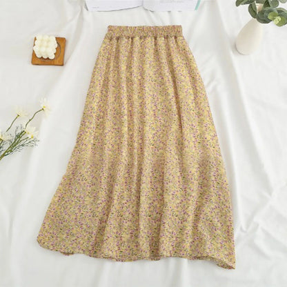 Women's Fashion And All-match Spring And Summer Casual Retro Temperament Floral Printed Skirt Falda Larga Elegante Para Mujer