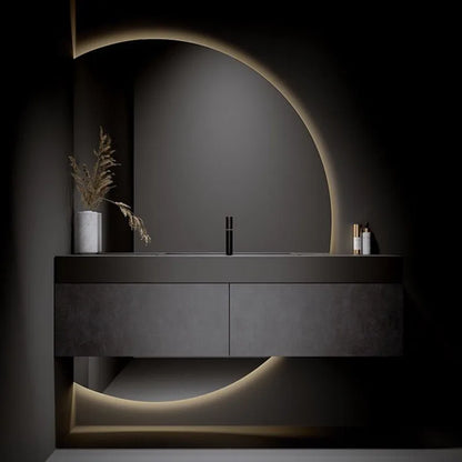 Bathroom Furniture Italian Style Bathroom Cabinet Smart Light Luxury Washbasin Cabinet Combination Solid Wood Wall Mounted Slate