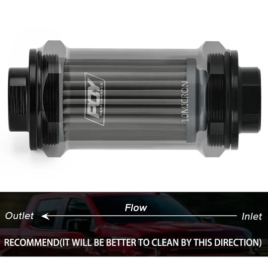 Inline Fuel Filter 10 Micron 100 Micron Fuel Filter Cleanable 6AN 8AN 10AN Adapter Universal