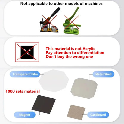 2x2'' Square Refrigerator Magnet Press Machine Fridge Sticker Making Machine Paper Cutter Set , Or 1000pcs Magnets Consumables