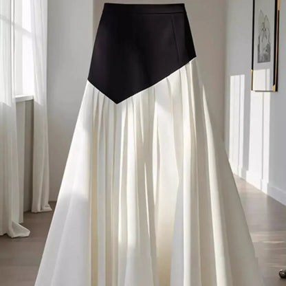 Vintage Long Pleated Skirts Y2k Spring French Elegant Slim Fit A-line Umbrella Design Skirt Faldas Mujer Korean Fashion Clothing