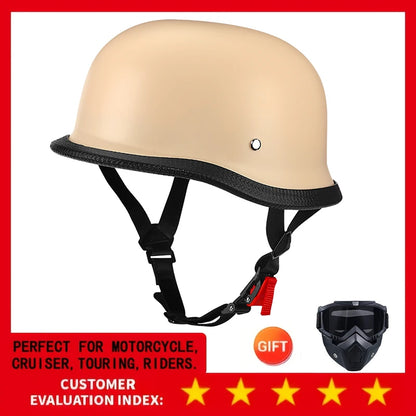 Motorcycle Half Helmet German Leather Vintage Helmet Casco Moto Motorcycle Open Face Helmet Biker Pilot DOT Certification M-L-XL