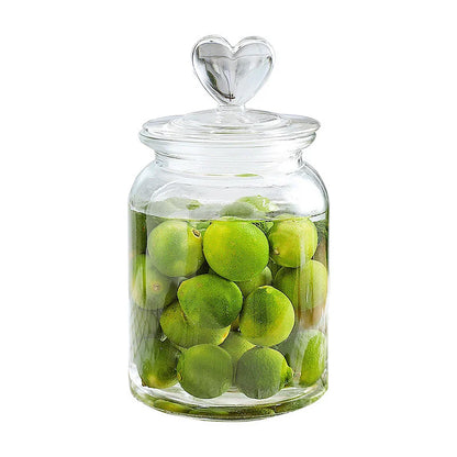 Creative Glass Sealed Jar Storage Jar Household Food Grade Glass Bottle with Lid Transparent Fruit Tank Kitchen Food Container