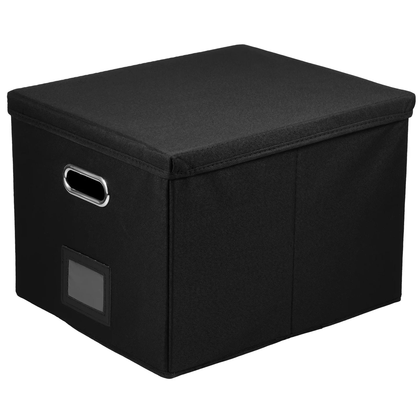 Folding File Storage Box Hanging File Filing Box with Label Slot Fabric Folder Organizer Box Portable Organizer Box with Lid