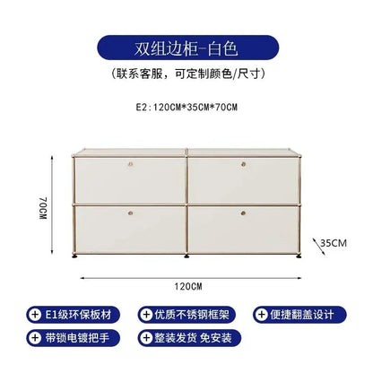 Storage Cabinet Sideboards Cabinet Shelf Module Modular DIY TV Stand Living Room Furniture Stainless Steel Vintage Frame