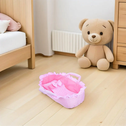 Baby Bassinet Carrying Cradle for 35Cm Reborn Baby Crib Bed Carrier Pillow Blanket Portable Mini Cradle Dollhouse Furniture Prop