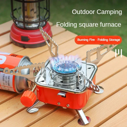 Outdoor Mini Square Portable Folding Gas Stove Ultra-Light Camping Cassette Cooker Travel Hiking Equipment