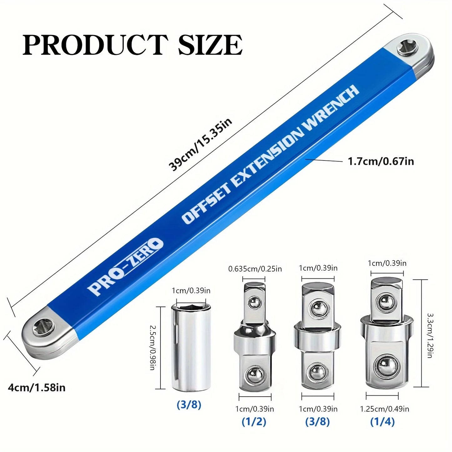 1pc heavy-duty extension wrench, 15-inch impact-resistant design, with 4 adapters, specially designed for automotive repair.