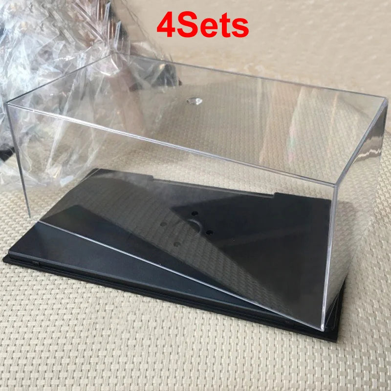 4Sets 1/24 Car Model Display Box Acrylic Transparent Protection Dust Cover 222x120x90mm for Miniature Models Storage Decoration
