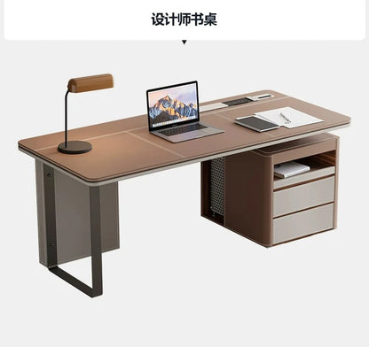 Office Desk Minimalist Design Boss Computer Desk Office Furniture Modern Simple Saddle Leather Desk Light Luxury Home Study