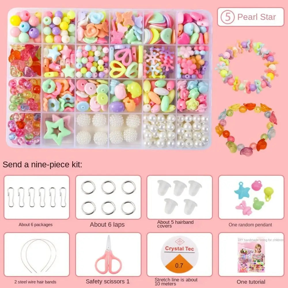 Arts Crafts DIY Handmade Beaded Kit Jewelry Set Handmade Kit for Make Bracelets Beads Creative DIY Beads for Children Girl