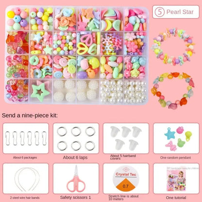 Arts Crafts DIY Handmade Beaded Kit Jewelry Set Handmade Kit for Make Bracelets Beads Creative DIY Beads for Children Girl