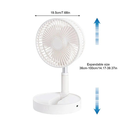 Portable Standing Fan 185-Degree Tilt Air Blower Silent Foldable Rechargeable Standing Fan For Home Outdoor Camping Travel Patio