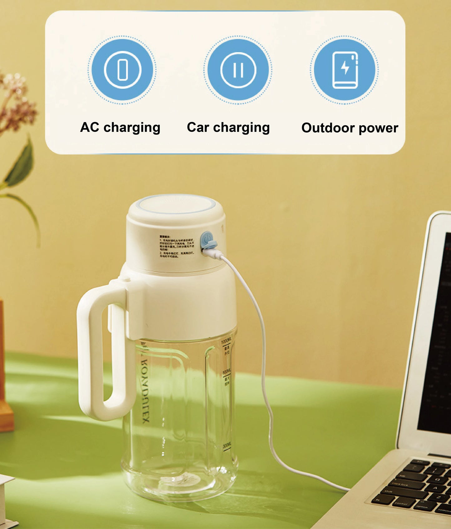 1000ml Electric Juicer Multifunctional Wireless Juicer Cup Blender Portable Drinking Cup Milkshake Blender Juicer Home 1500mAh