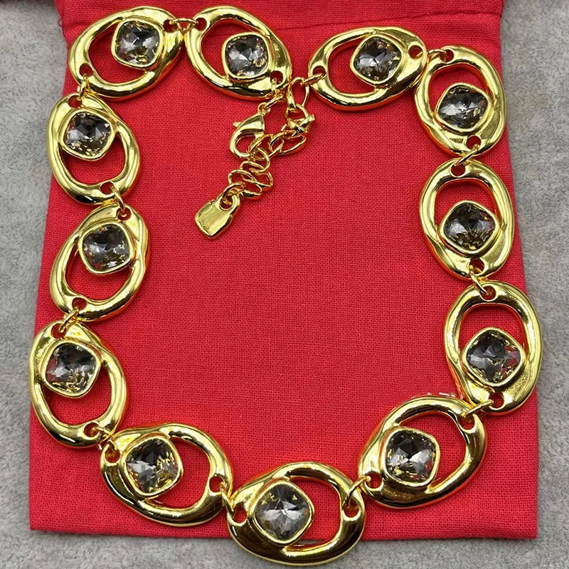 Jewelry Handmade Se . Necklaces and bracelets in gold/silver tones with crystal pendants and chain designs.