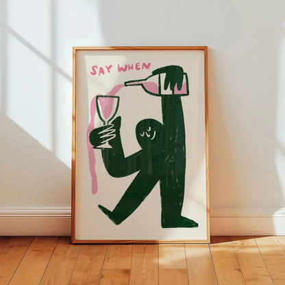 Funny Wine Wall Art Poster Kitchen Bar Decor Artwork Say When Quote Canvas Prints And Posters Pub Bar Cart Wall Picture Gifts